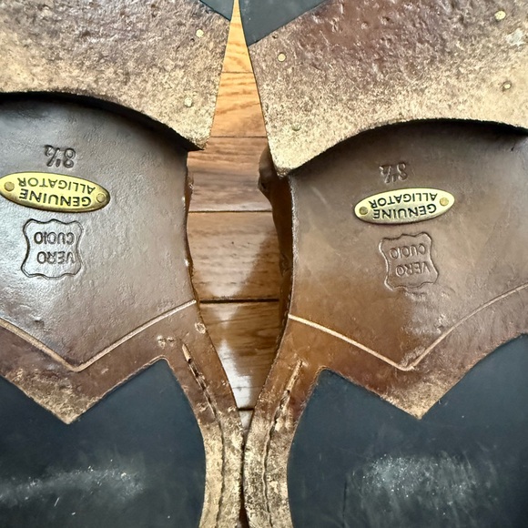 BELVEDERE MENS QUILTED brown  GENUINE ALLIGATOR BOOTS SIZE 8.5 - Picture 7 of 16